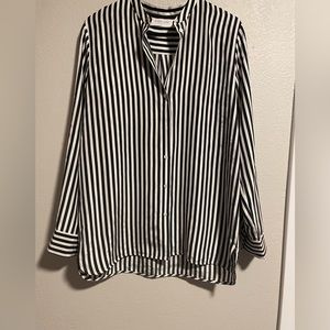 Everlane Black and White Silk Blouse